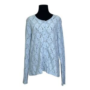Modern Soul blue eyelet buttoned long sleeves blouse size Large